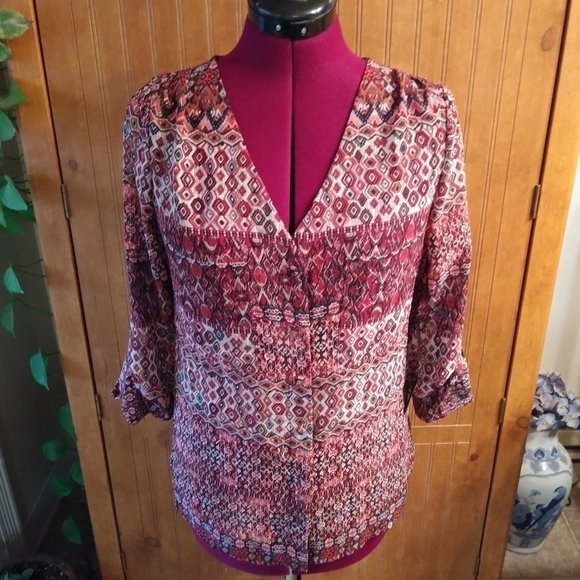 NWT BKE Sheer High Low  Blouse - Picture 1 of 8